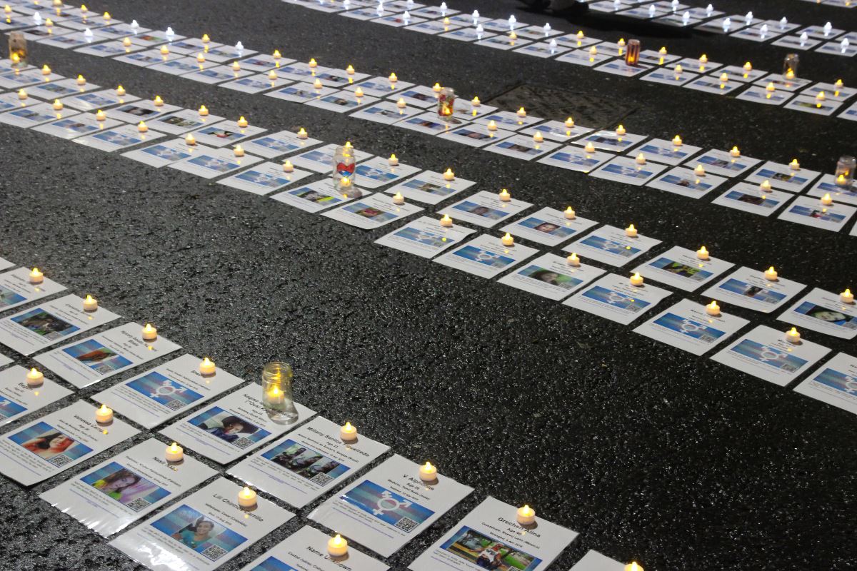 Memorial cards at a TDoR vigil